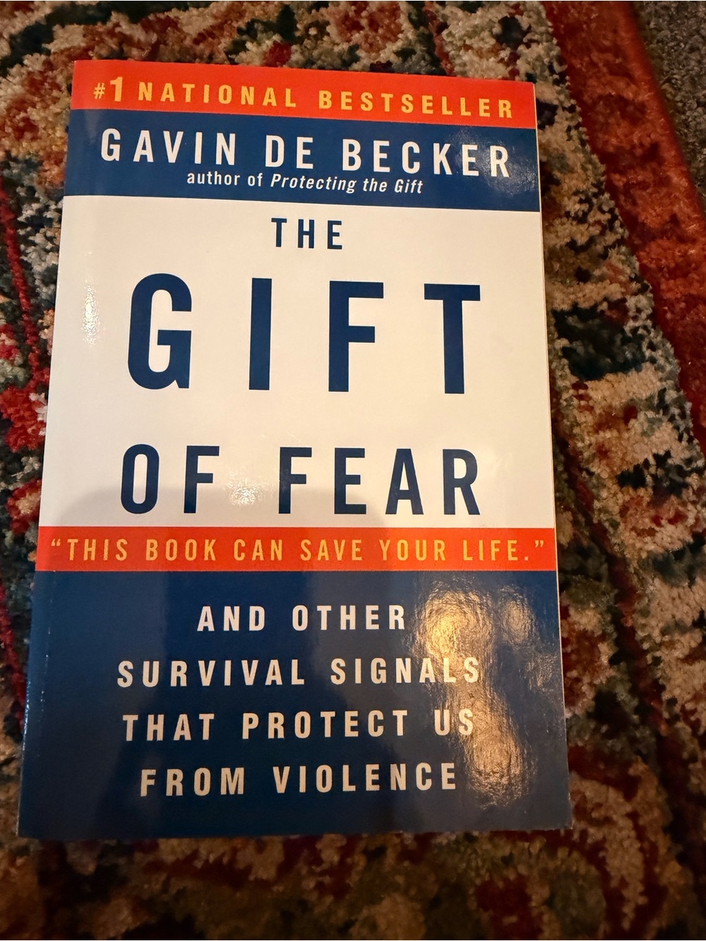 Harper Blue White and Orange 'The Gift of Fear' Coffee Table Book